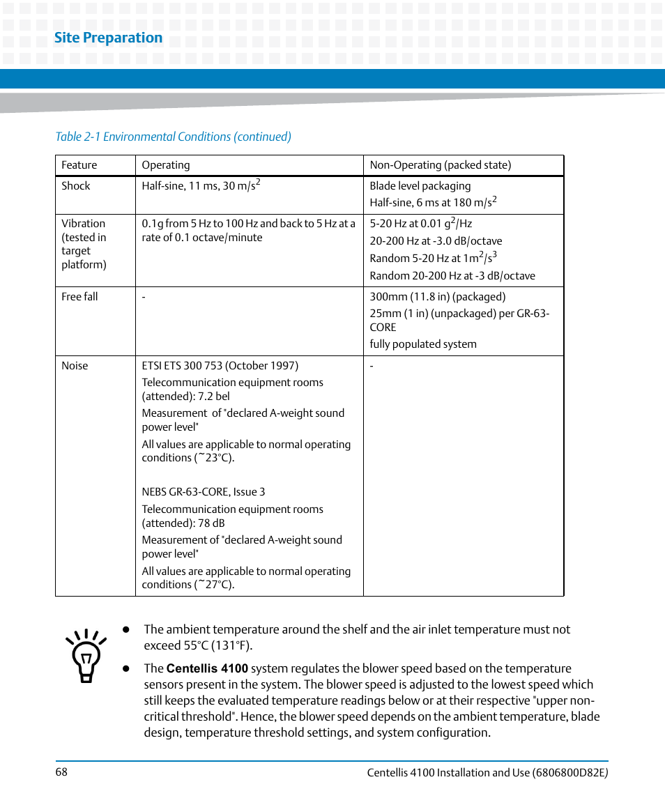 Site preparation | Artesyn Centellis 4100 Installation and Use (2015) User Manual | Page 66 / 208