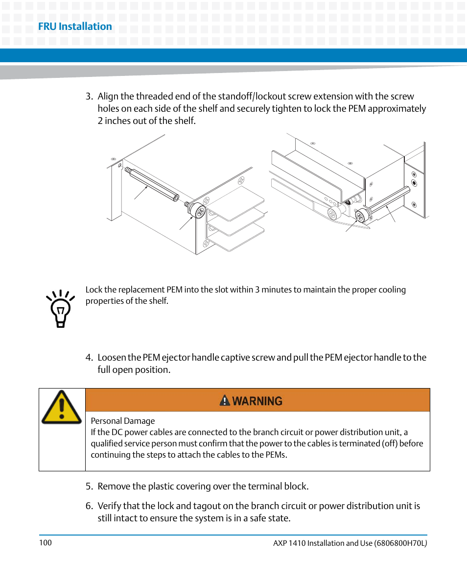 Fru installation | Artesyn Centellis 4410 (AXP-1410) Installation and Use (July 2014) User Manual | Page 100 / 202