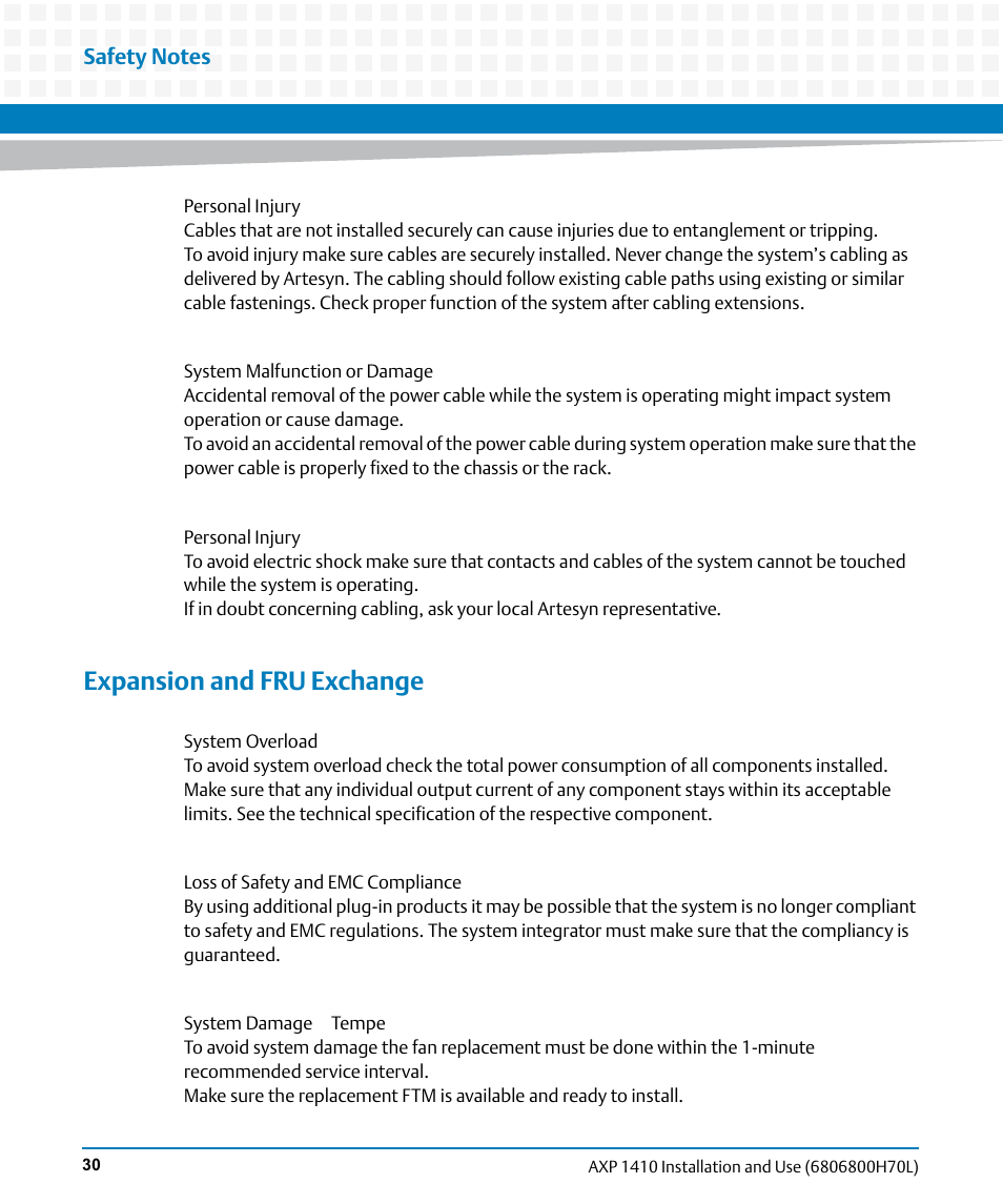 Expansion and fru exchange | Artesyn Centellis 4410 (AXP-1410) Installation and Use (July 2014) User Manual | Page 30 / 202