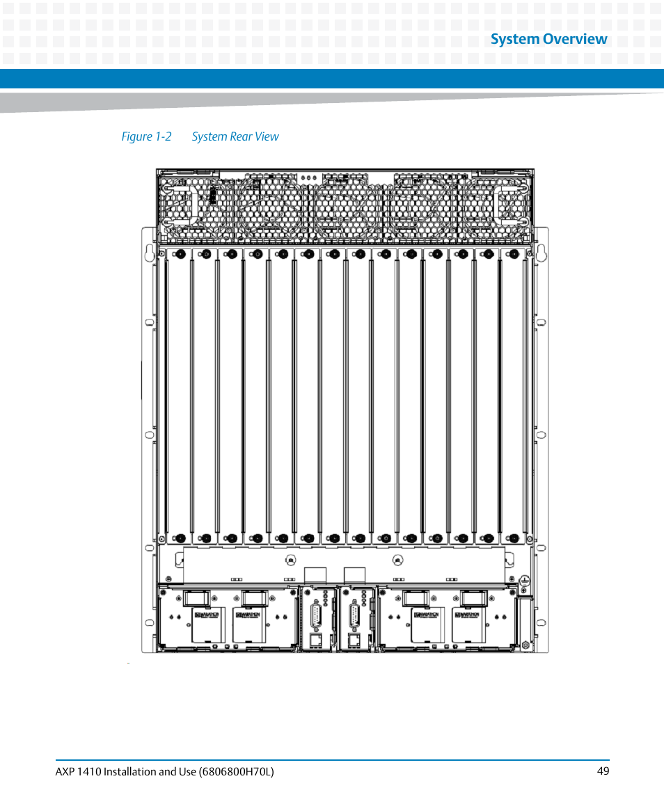 Figure 1-2, System rear view, System overview | Artesyn Centellis 4410 (AXP-1410) Installation and Use (July 2014) User Manual | Page 49 / 202