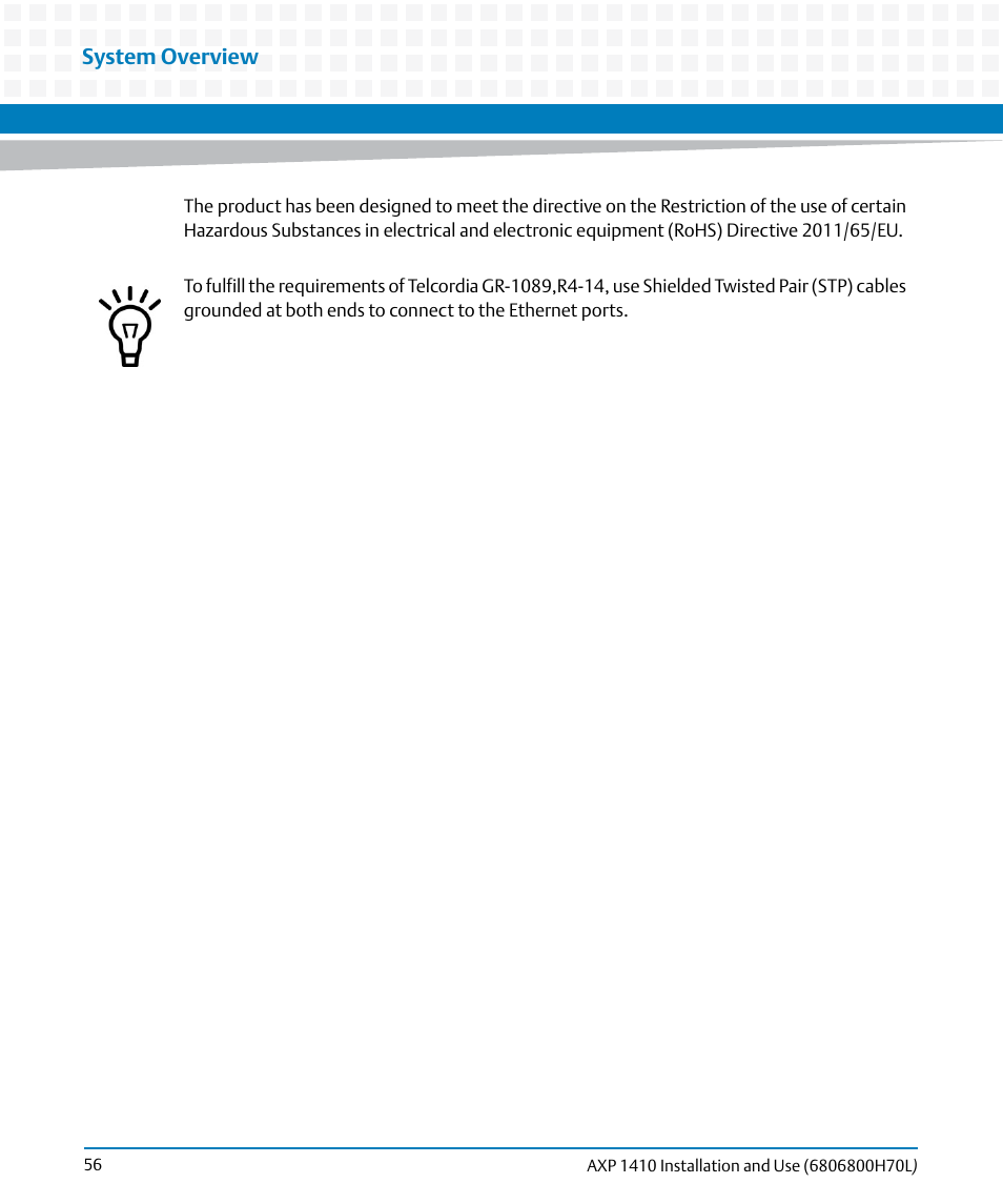System overview | Artesyn Centellis 4410 (AXP-1410) Installation and Use (July 2014) User Manual | Page 56 / 202