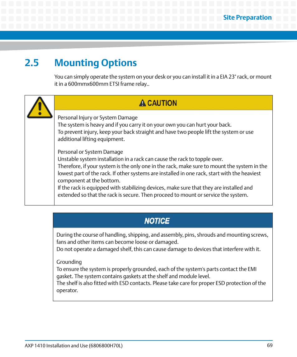 5 mounting options | Artesyn Centellis 4410 (AXP-1410) Installation and Use (July 2014) User Manual | Page 69 / 202