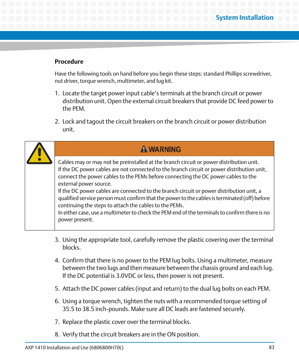 Artesyn Centellis 4410 (AXP-1410) Installation and Use (July 2014) User Manual | Page 83 / 202