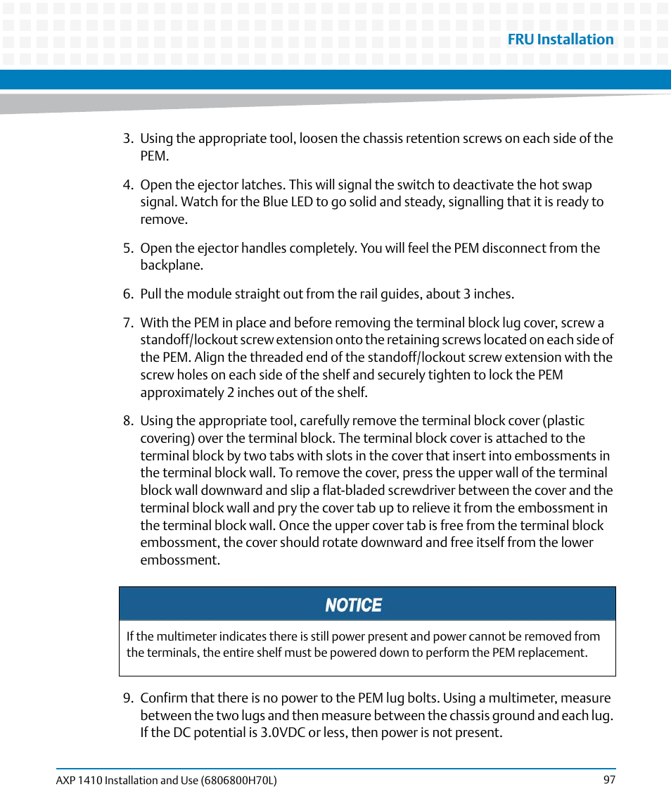 Artesyn Centellis 4410 (AXP-1410) Installation and Use (July 2014) User Manual | Page 97 / 202