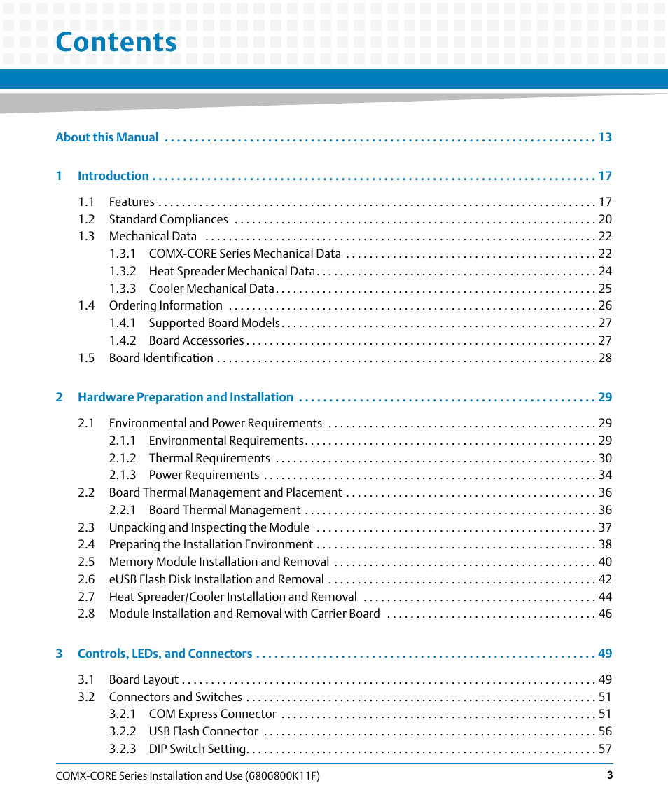 Artesyn COMX-CORE Series Installation and Use (August 2014) User Manual | Page 3 / 128