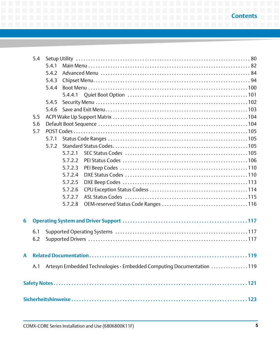 Artesyn COMX-CORE Series Installation and Use (August 2014) User Manual | Page 5 / 128