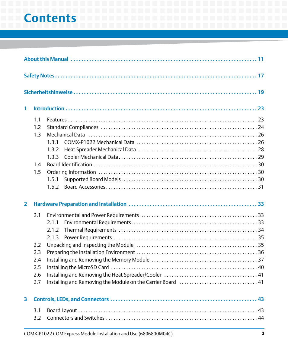 Artesyn COMX-P1022 Installation and Use (July 2014) User Manual | Page 3 / 84