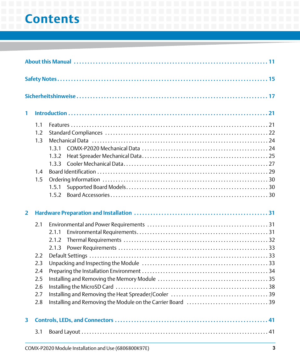 Artesyn COMX-P2020 Installation and Use (February 2015) User Manual | Page 3 / 100