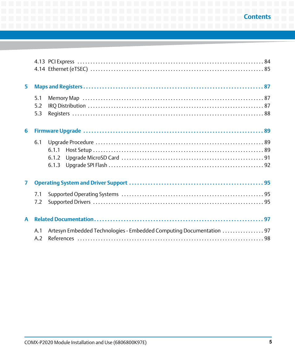 Artesyn COMX-P2020 Installation and Use (February 2015) User Manual | Page 5 / 100