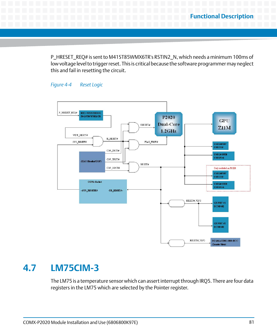 7 lm75cim-3, Figure 4-4, Reset logic | Artesyn COMX-P2020 Installation and Use (February 2015) User Manual | Page 81 / 100