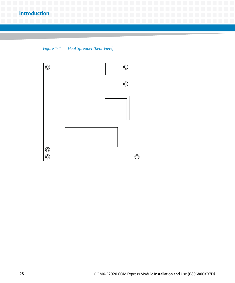 Figure 1-4, Heat spreader (rear view), Introduction | Artesyn COMX-P2020 Installation and Use (July 2014) User Manual | Page 28 / 100