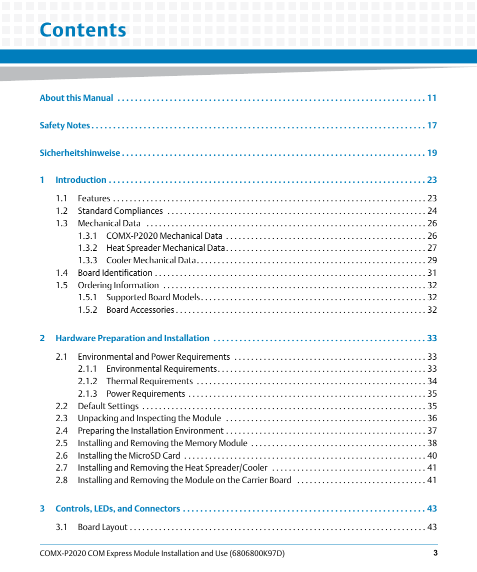Artesyn COMX-P2020 Installation and Use (July 2014) User Manual | Page 3 / 100