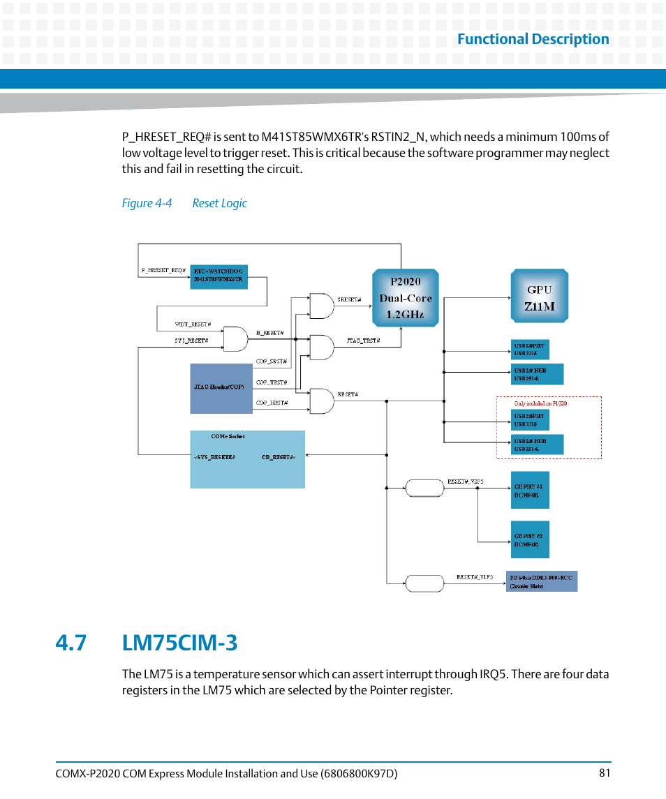 7 lm75cim-3, Figure 4-4, Reset logic | Artesyn COMX-P2020 Installation and Use (July 2014) User Manual | Page 81 / 100