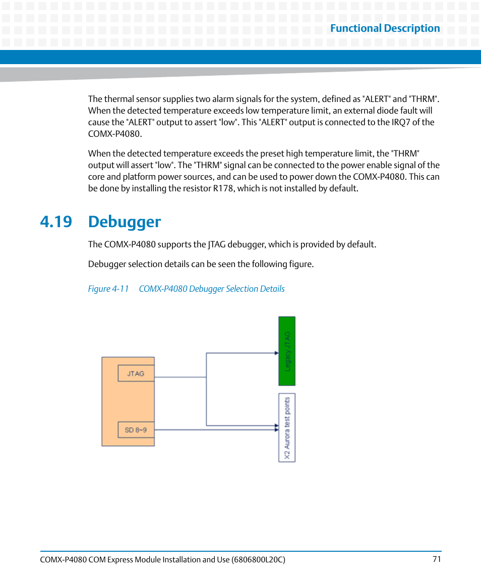 19 debugger, Figure 4-11, Comx-p4080 debugger selection details | Artesyn COMX-P4080 Installation and Use (August 2014) User Manual | Page 71 / 126