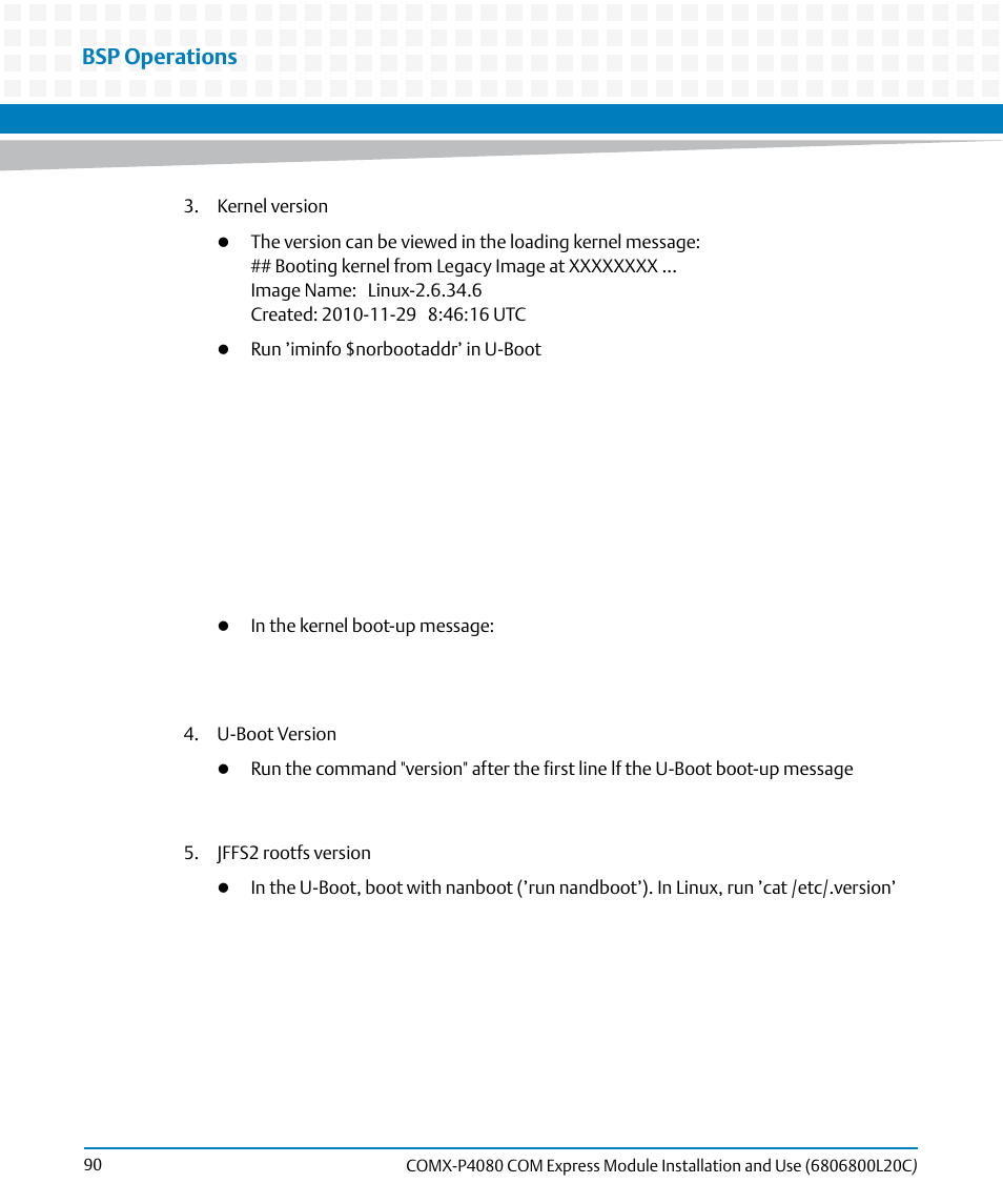 Bsp operations | Artesyn COMX-P4080 Installation and Use (August 2014) User Manual | Page 90 / 126