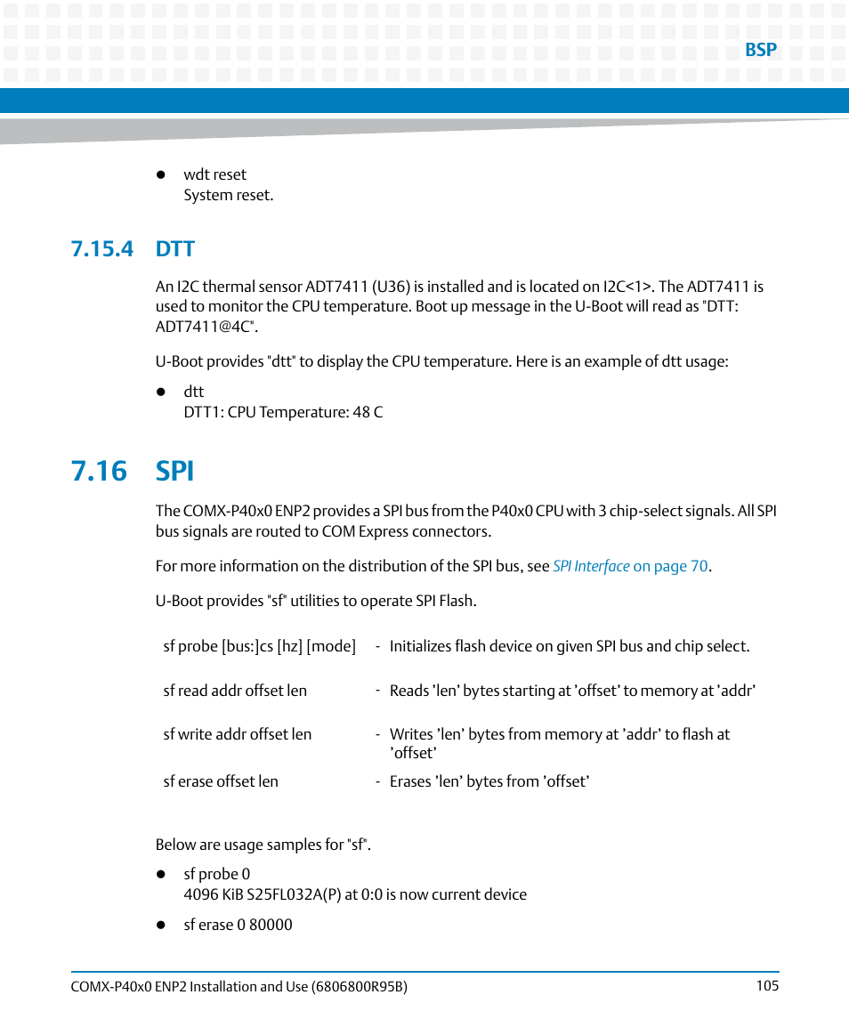 4 dtt, 16 spi | Artesyn COMX-P40x0 ENP2 Installation and Use (August 2014) User Manual | Page 105 / 130
