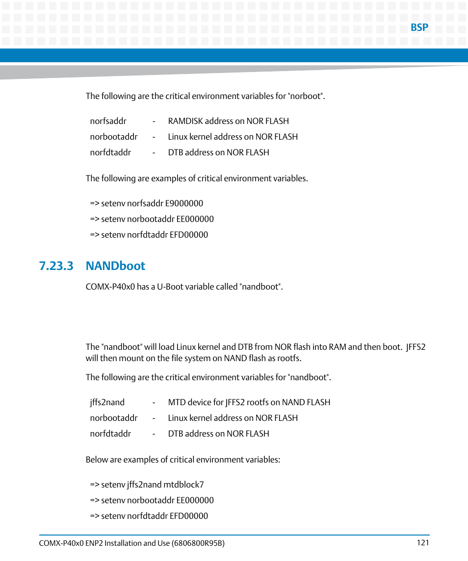 3 nandboot, Chapter 7, nandboot | Artesyn COMX-P40x0 ENP2 Installation and Use (August 2014) User Manual | Page 121 / 130