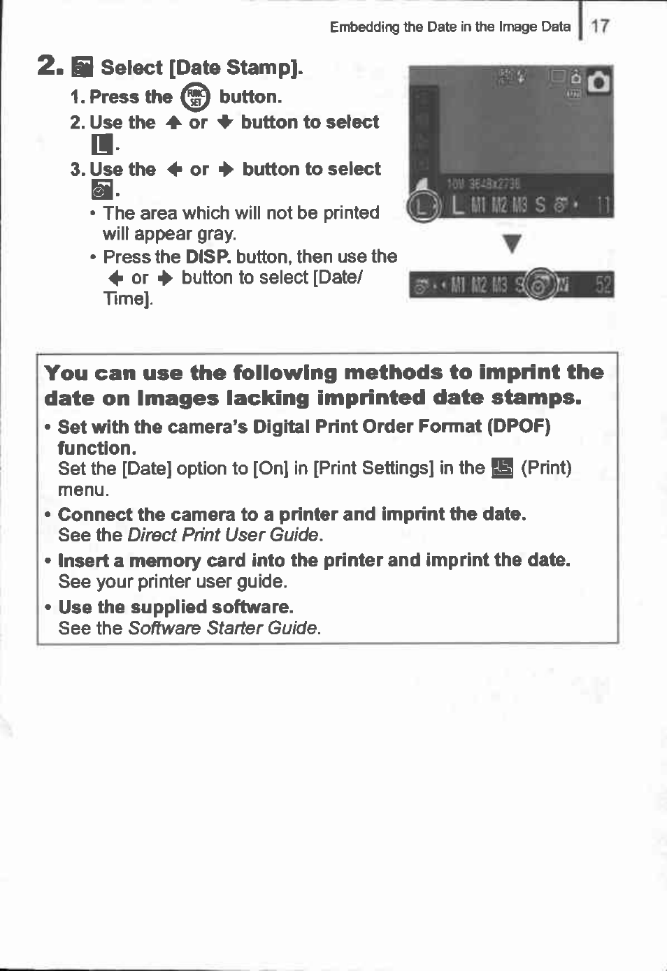 9 select [date stamp | Canon IXUS 90IS User Manual | Page 19 / 36