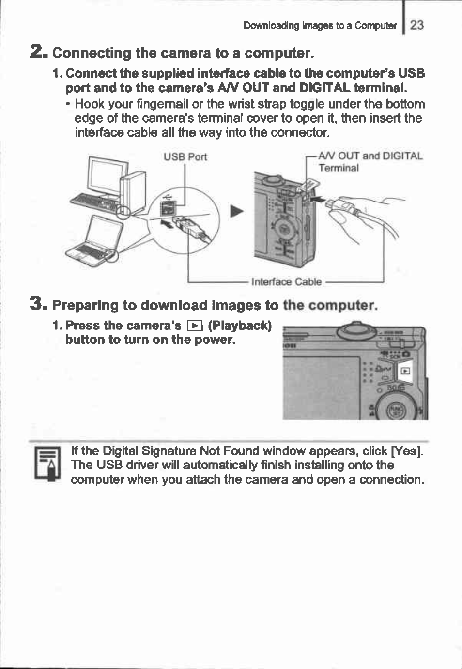 Connecting the camera to a computer | Canon IXUS 90IS User Manual | Page 25 / 36