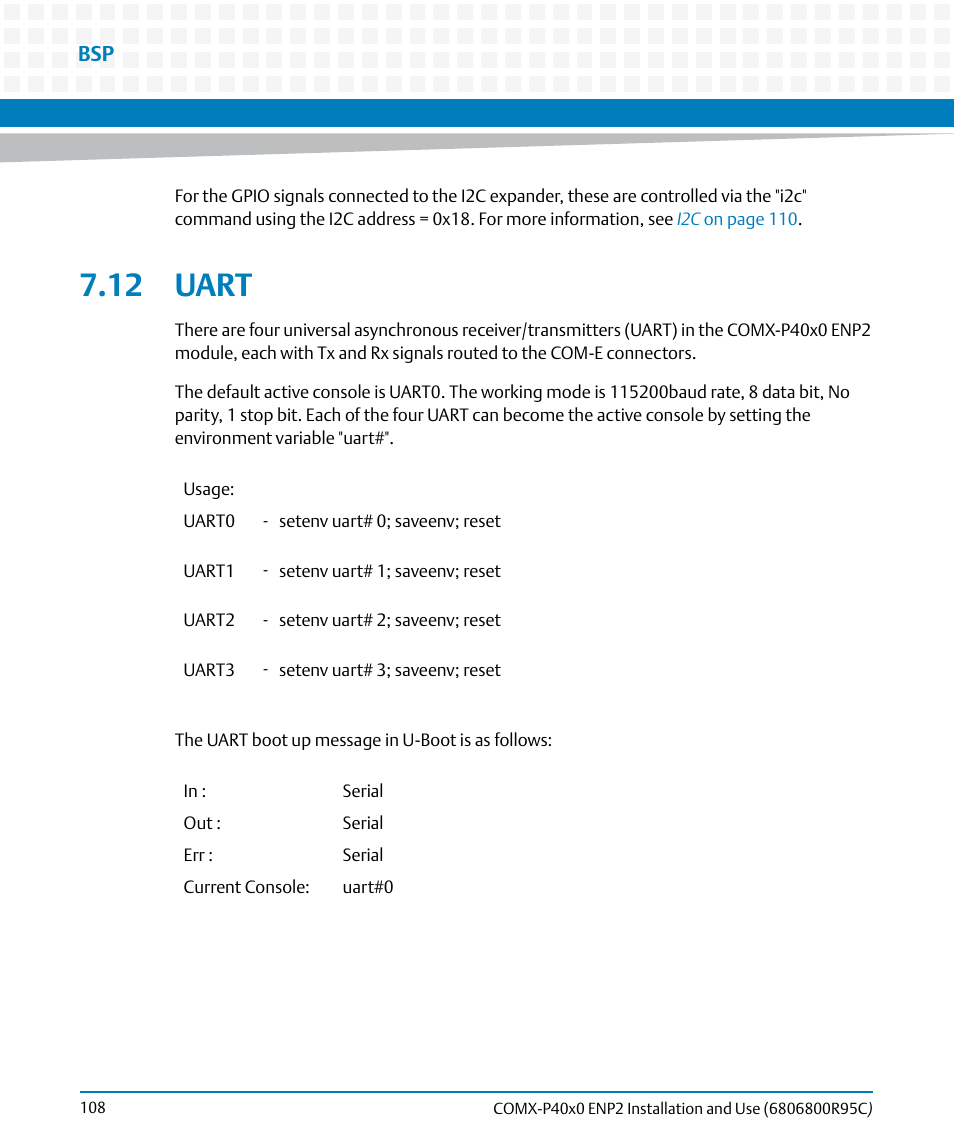 12 uart | Artesyn COMX-P40x0 ENP2 Installation and Use (January 2015) User Manual | Page 108 / 140