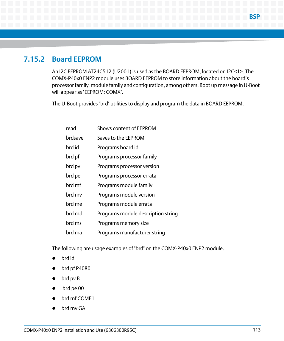 2 board eeprom | Artesyn COMX-P40x0 ENP2 Installation and Use (January 2015) User Manual | Page 113 / 140
