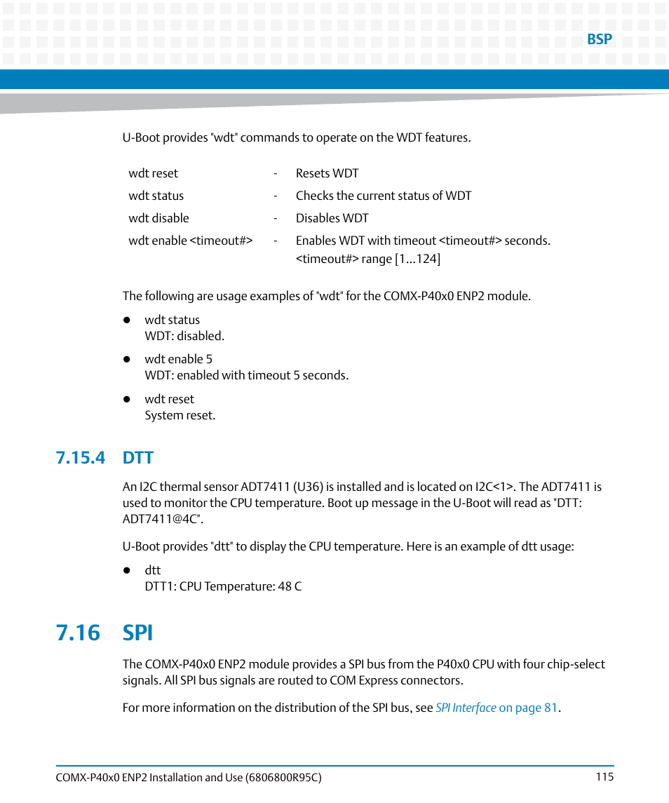 4 dtt, 16 spi | Artesyn COMX-P40x0 ENP2 Installation and Use (January 2015) User Manual | Page 115 / 140