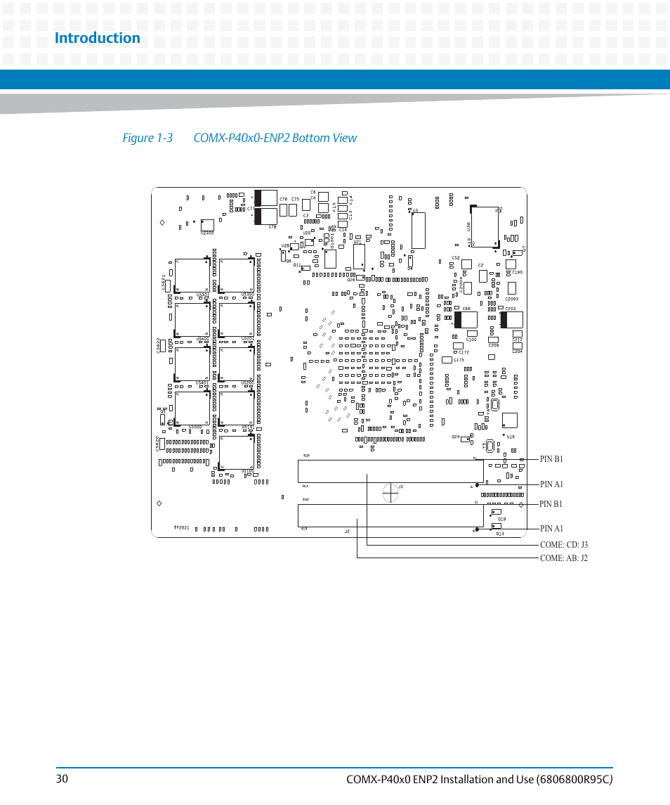Figure 1-3, Comx-p40x0-enp2 bottom view, Introduction | Artesyn COMX-P40x0 ENP2 Installation and Use (January 2015) User Manual | Page 30 / 140