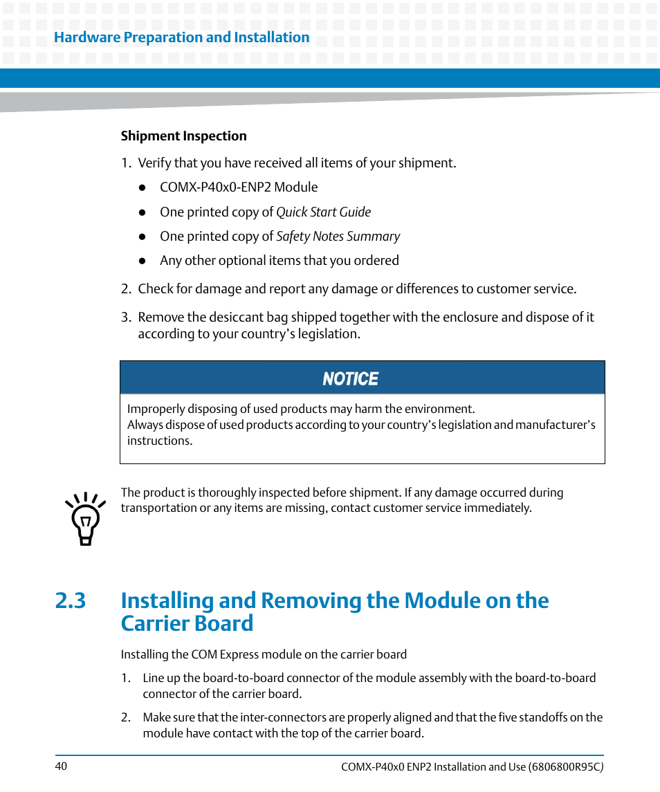 Artesyn COMX-P40x0 ENP2 Installation and Use (January 2015) User Manual | Page 40 / 140