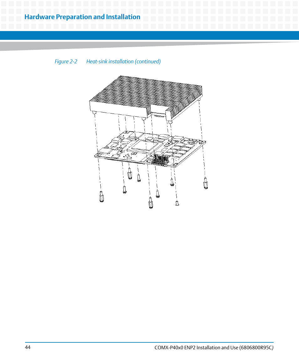 Hardware preparation and installation | Artesyn COMX-P40x0 ENP2 Installation and Use (January 2015) User Manual | Page 44 / 140