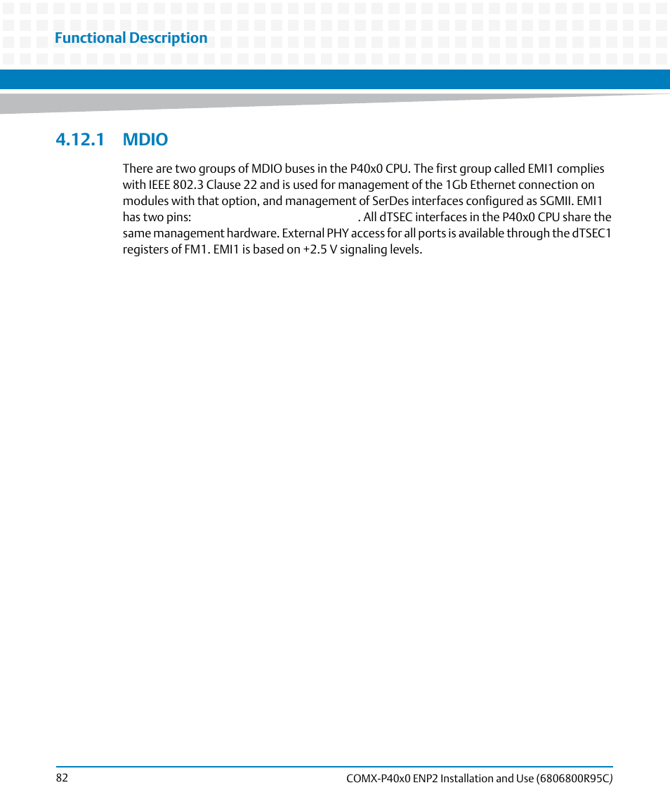 1 mdio | Artesyn COMX-P40x0 ENP2 Installation and Use (January 2015) User Manual | Page 82 / 140