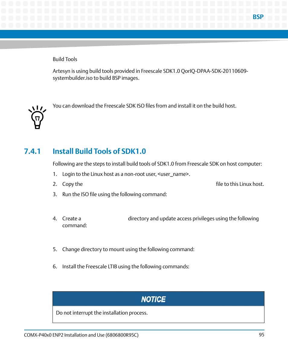 1 install build tools of sdk1.0 | Artesyn COMX-P40x0 ENP2 Installation and Use (January 2015) User Manual | Page 95 / 140