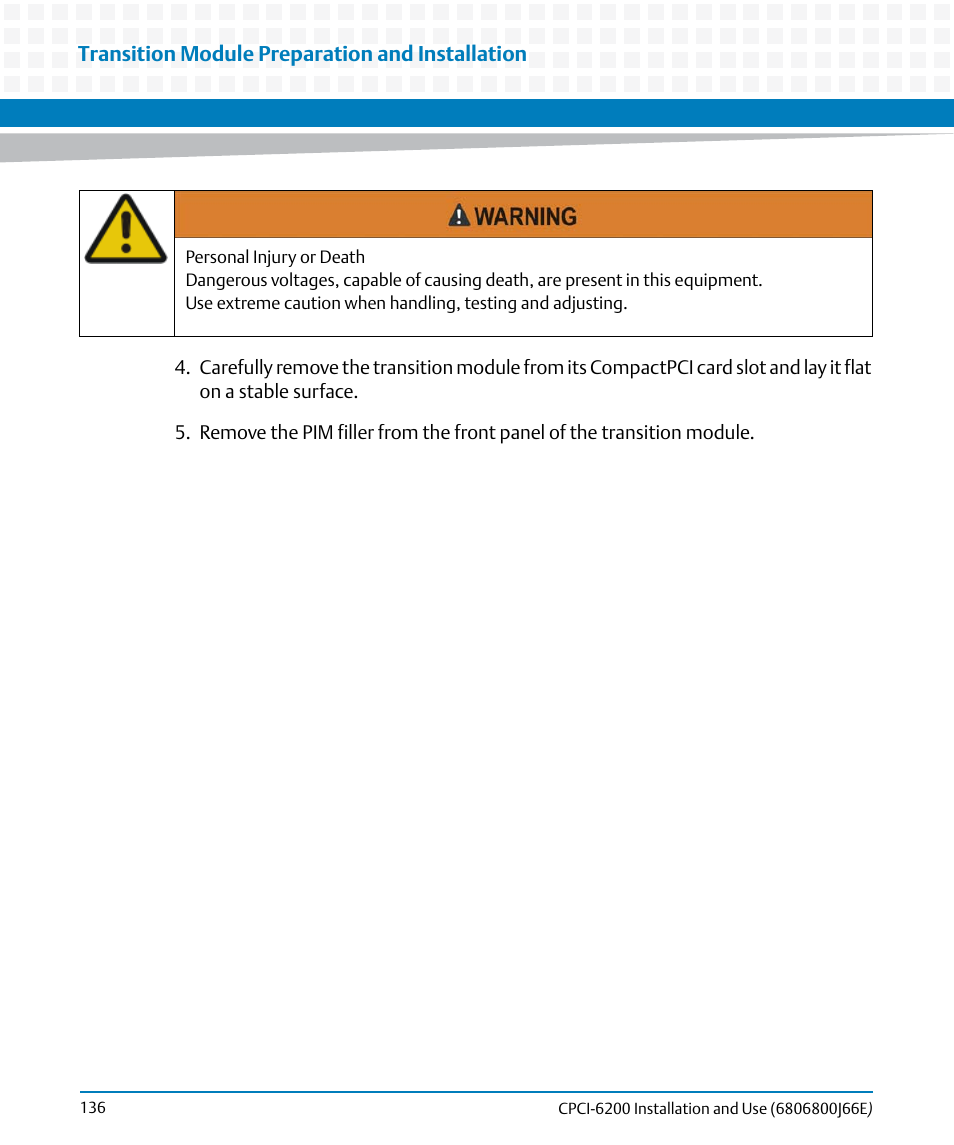 Artesyn CPCI-6200 Installation and Use (May 2015) User Manual | Page 136 / 234