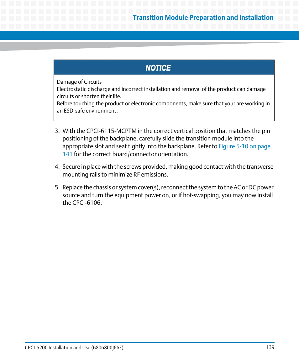 Artesyn CPCI-6200 Installation and Use (May 2015) User Manual | Page 139 / 234