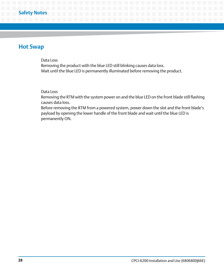 Hot swap | Artesyn CPCI-6200 Installation and Use (May 2015) User Manual | Page 28 / 234