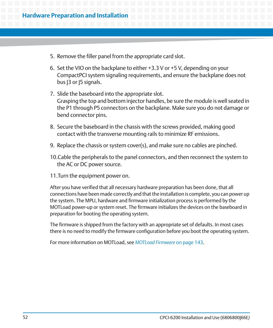 Artesyn CPCI-6200 Installation and Use (May 2015) User Manual | Page 52 / 234