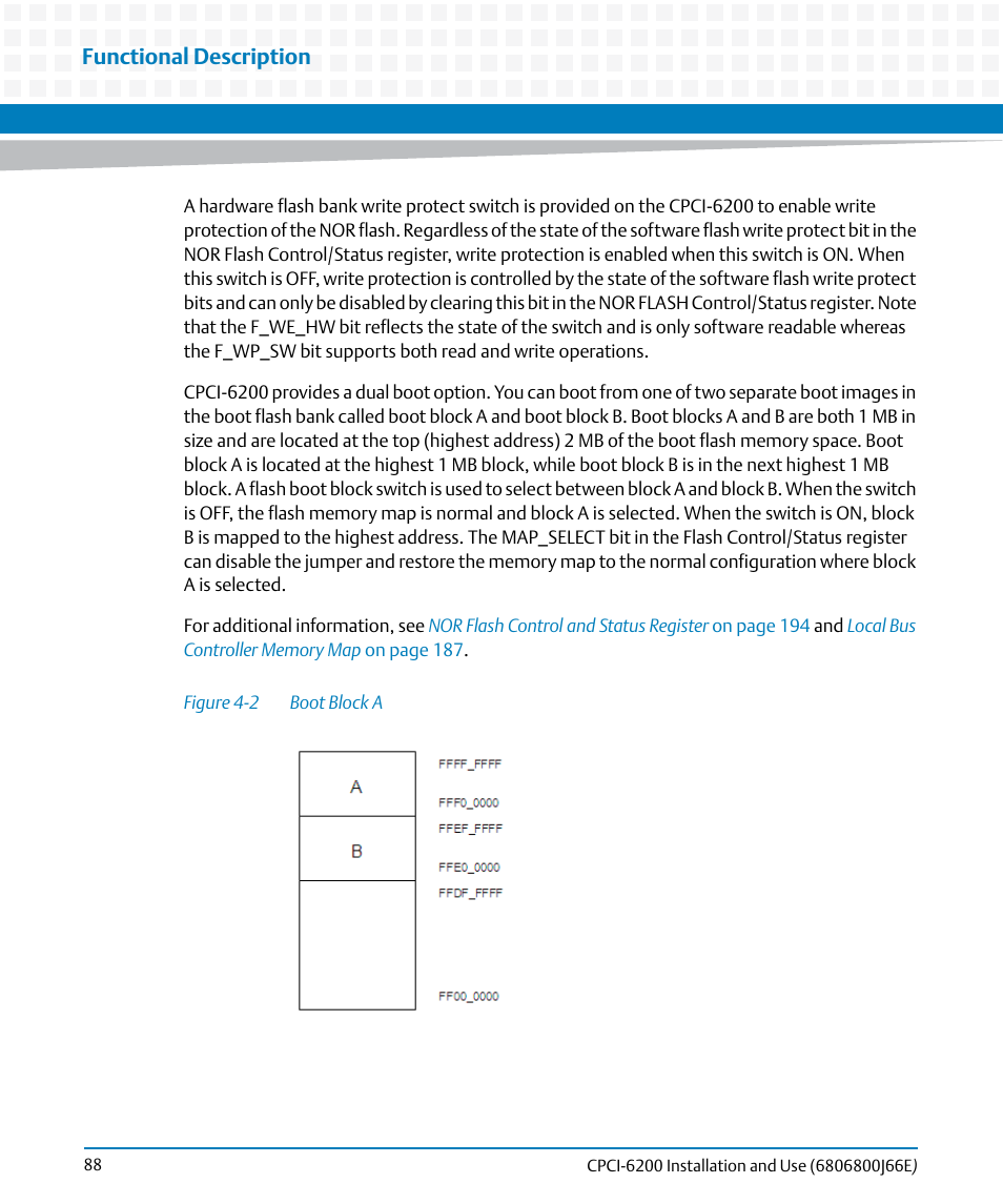 Figure 4-2, Boot block a, Functional description | Artesyn CPCI-6200 Installation and Use (May 2015) User Manual | Page 88 / 234