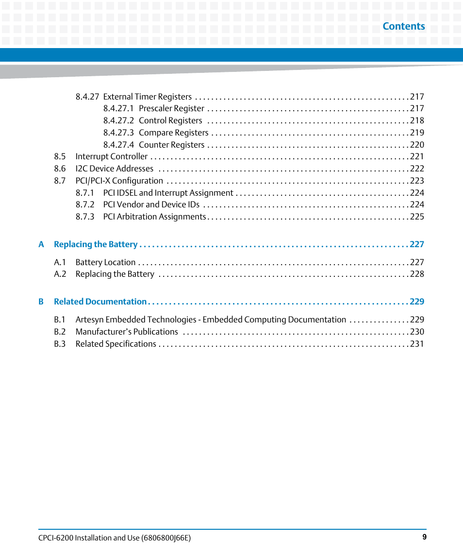 Artesyn CPCI-6200 Installation and Use (May 2015) User Manual | Page 9 / 234