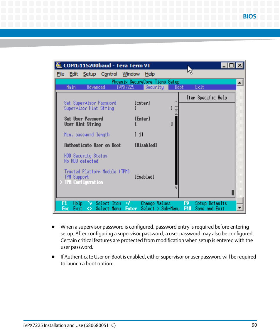 Bios | Artesyn iVPX7225 Installation and Use (April 2015) User Manual | Page 109 / 168