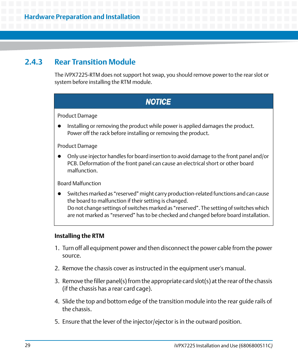 3 rear transition module | Artesyn iVPX7225 Installation and Use (April 2015) User Manual | Page 48 / 168