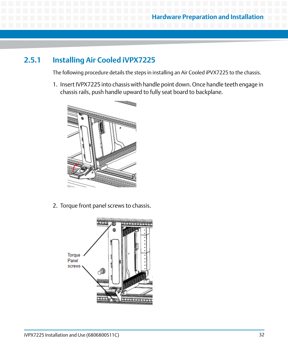 1 installing air cooled ivpx7225 | Artesyn iVPX7225 Installation and Use (April 2015) User Manual | Page 51 / 168
