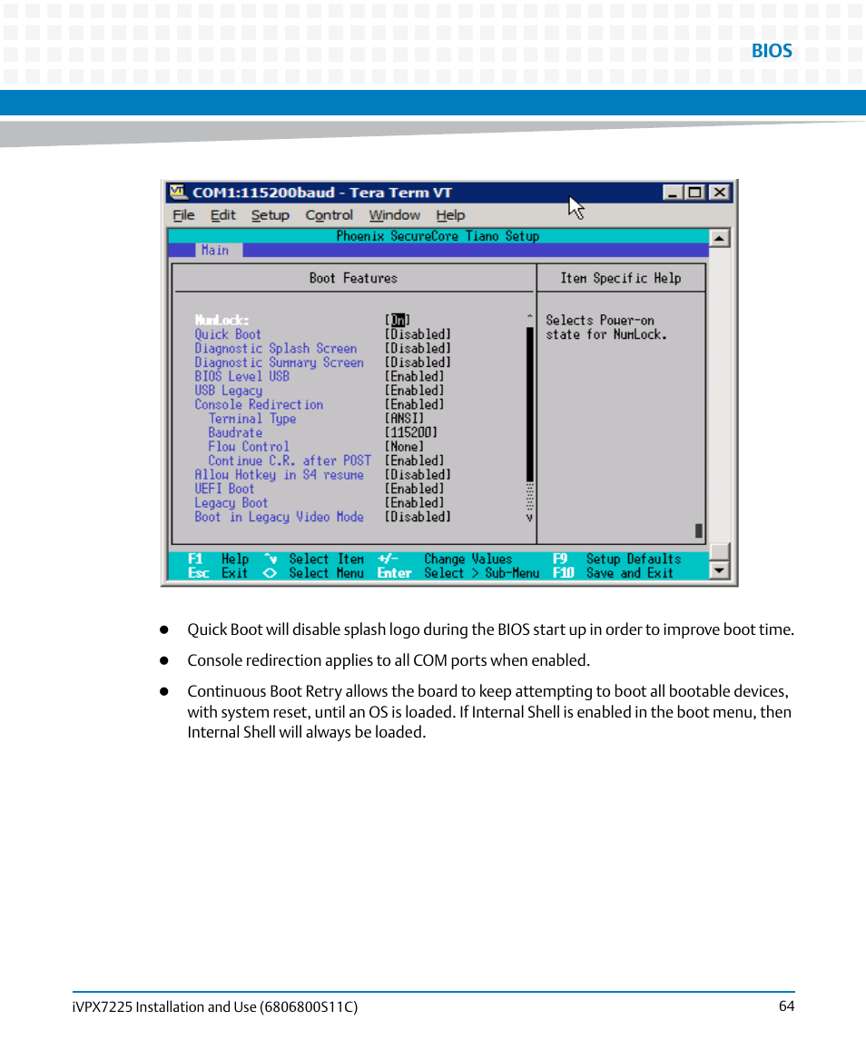 Bios | Artesyn iVPX7225 Installation and Use (April 2015) User Manual | Page 83 / 168