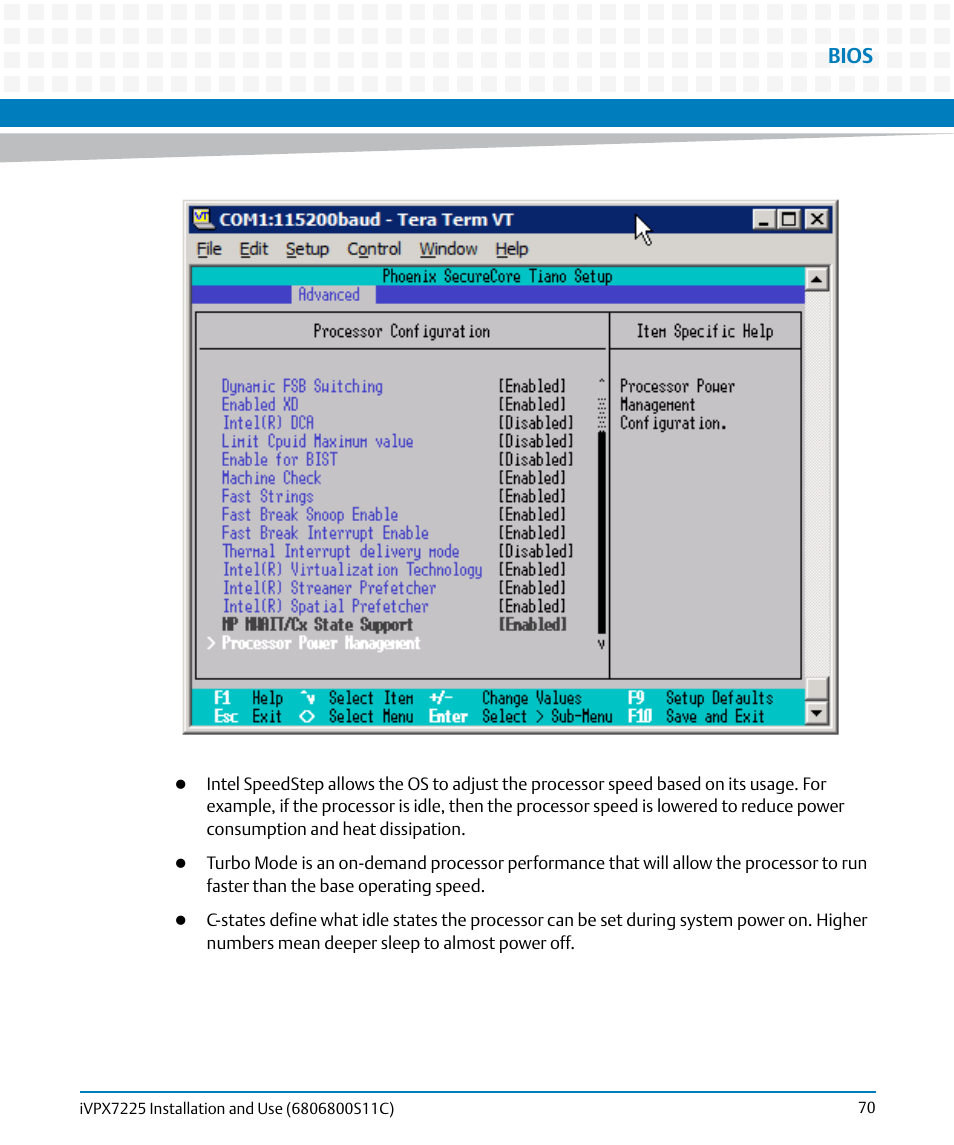 Bios | Artesyn iVPX7225 Installation and Use (April 2015) User Manual | Page 89 / 168