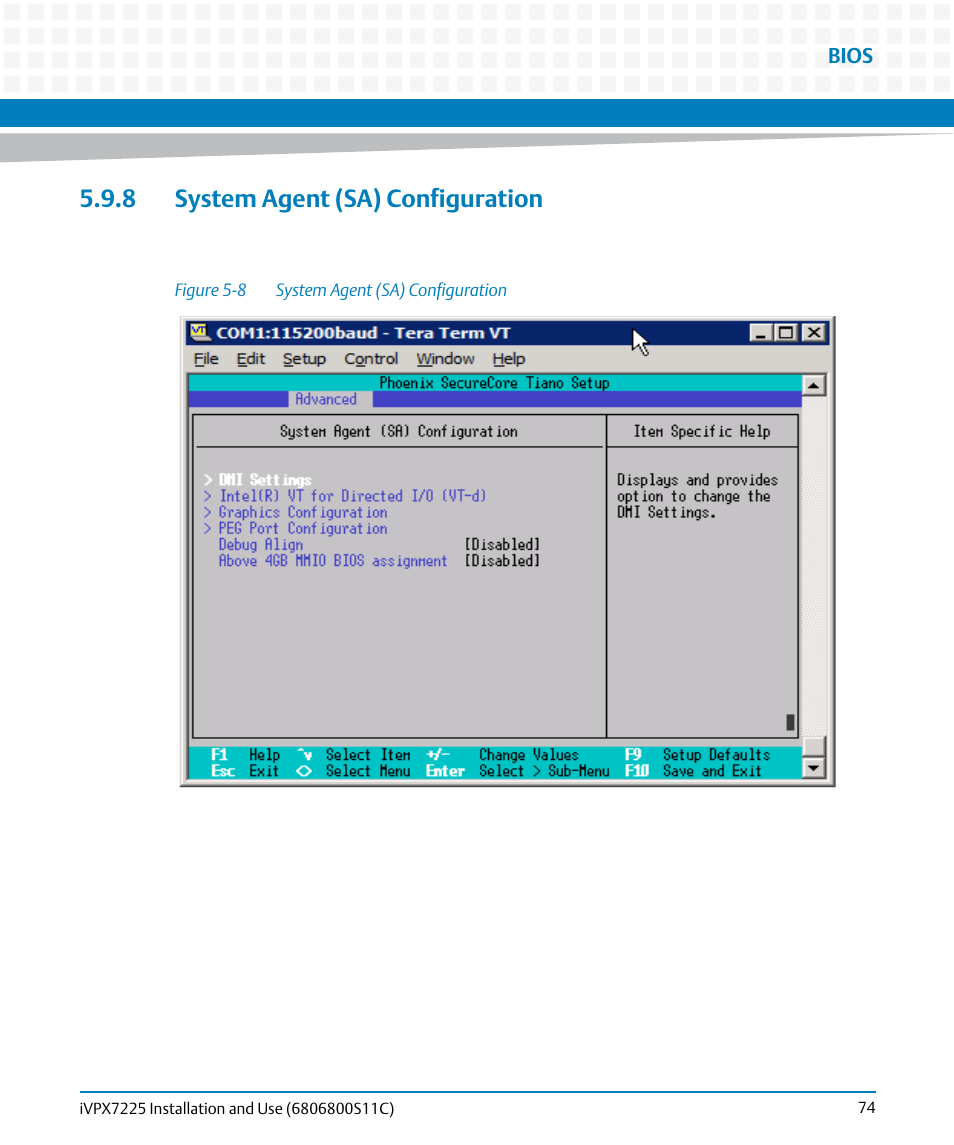 8 system agent (sa) configuration, Figure 5-8, System agent (sa) configuration | Artesyn iVPX7225 Installation and Use (April 2015) User Manual | Page 93 / 168