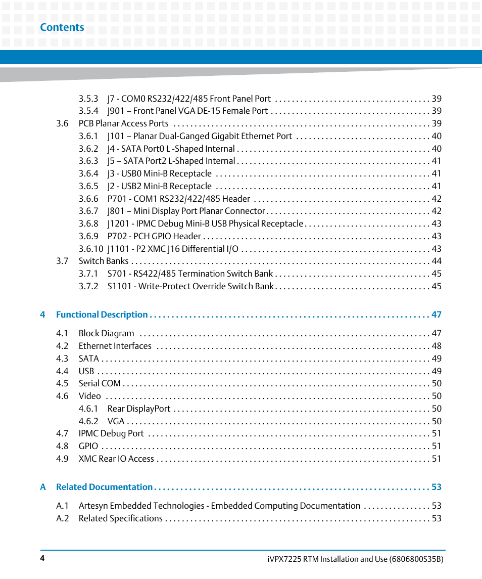 Artesyn iVPX7225 RTM Installation and Use (April 2015) User Manual | Page 4 / 56