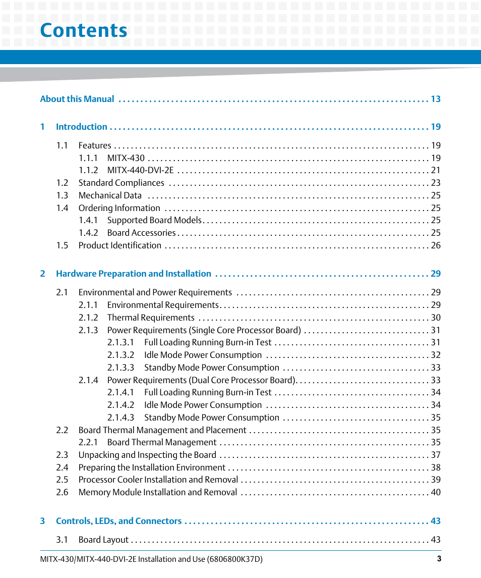 Artesyn MITX-430/MITX-440-DVI-2E Installation and Use (August 2014) User Manual | Page 3 / 118