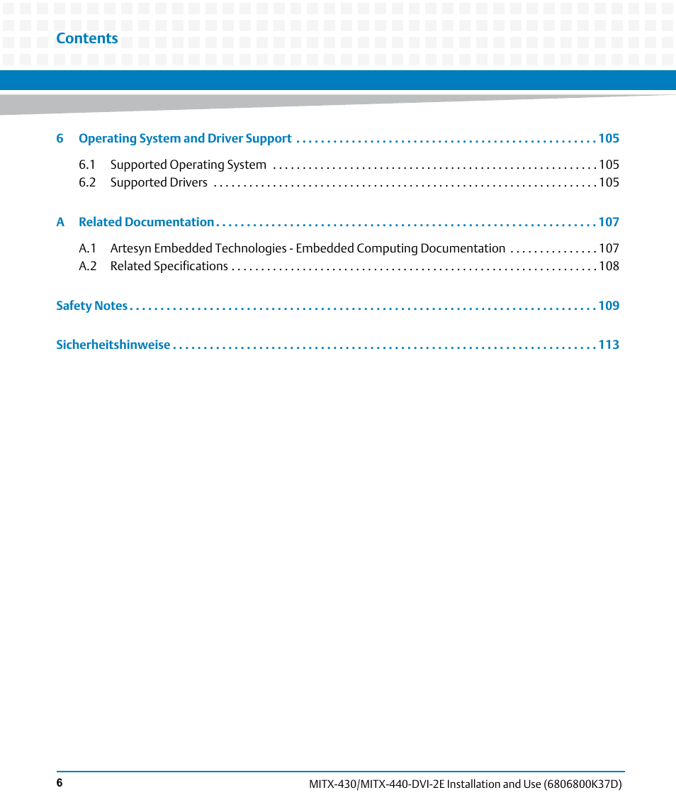 Artesyn MITX-430/MITX-440-DVI-2E Installation and Use (August 2014) User Manual | Page 6 / 118