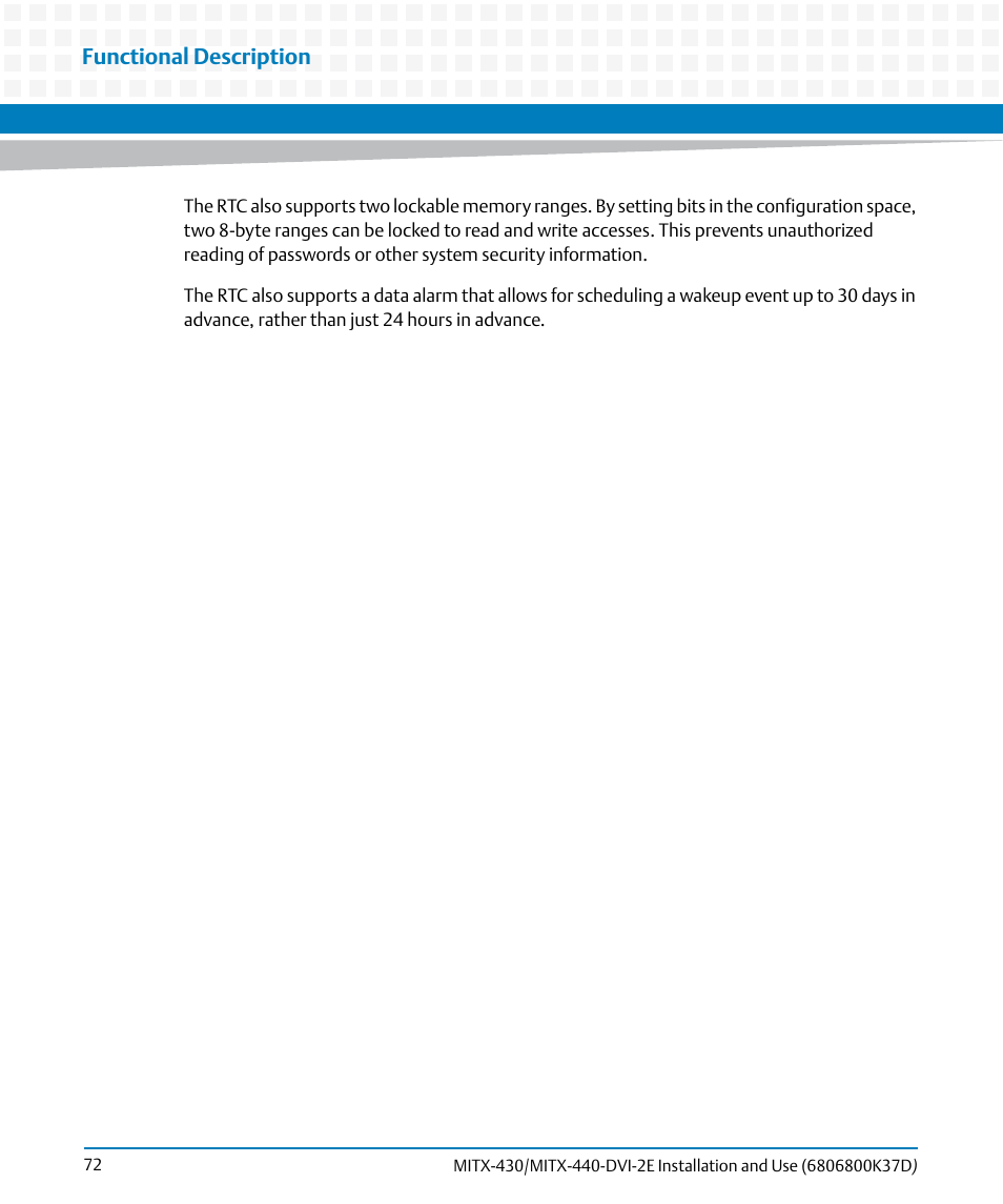 Functional description | Artesyn MITX-430/MITX-440-DVI-2E Installation and Use (August 2014) User Manual | Page 72 / 118