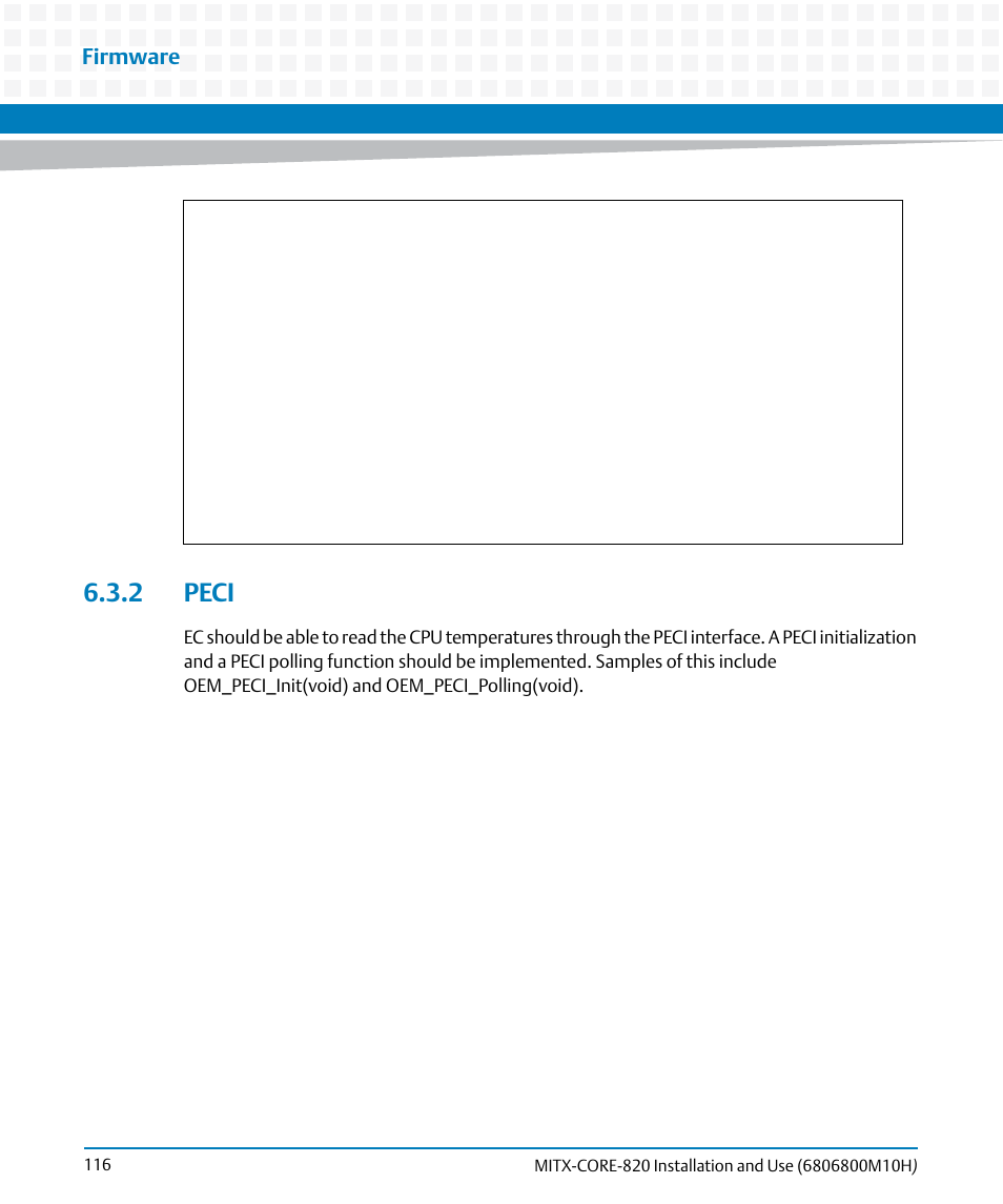 2 peci, Firmware | Artesyn MITX-CORE-820 Installation and Use (July 2014) User Manual | Page 116 / 132