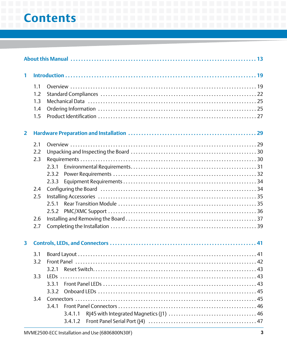 Artesyn MVME2500 ECC Installation and Use (August 2014) User Manual | Page 3 / 150