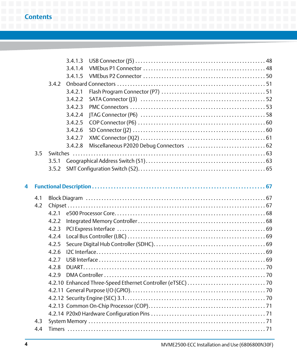 Artesyn MVME2500 ECC Installation and Use (August 2014) User Manual | Page 4 / 150